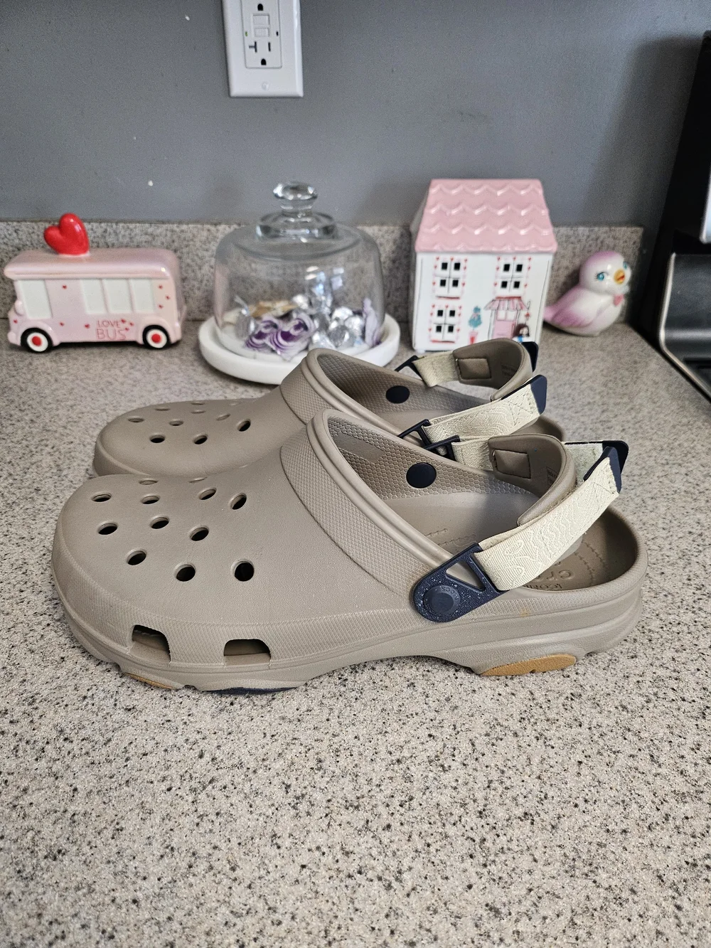 Beige Comfort Clogs with Adjustable Strap